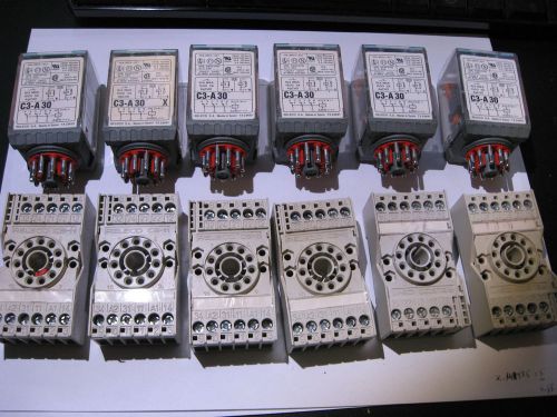Lot of 6 Releco MR-C Series C3-A-30 10A 3PDT Relay with CS-11 Socket
