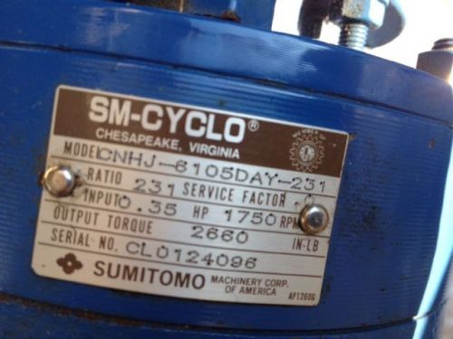 SUMITOMO SM-CYCLO SPEED REDUCER GEARBOX CNHJ-6105DAY-231