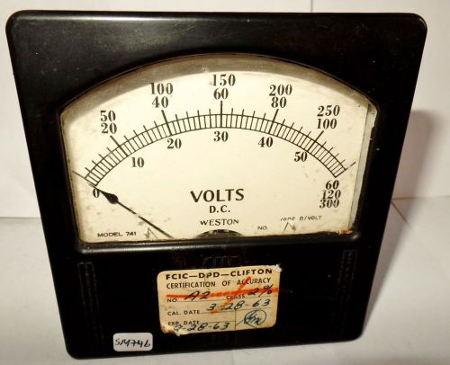 Weston dc square 4&#034; panel voltmeter volt meter 0-60 / 0-120 / 0-300 vdc d.c. for sale