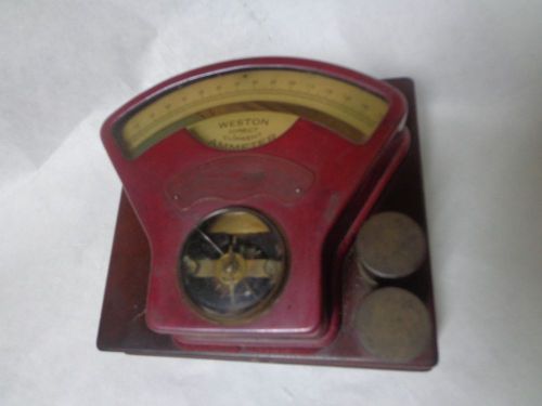 Antique Weston Direct Current Reading DC Ammeter Meter USA 1901 Steampunk