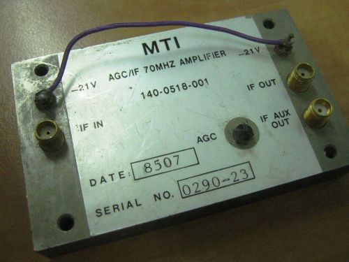 MTI Microwave IF Power Amplifier 70 MHz Gain Control