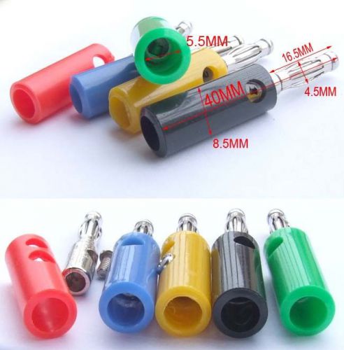 5pcs 5 color 4mm banana male plug for socket amplifiers binding post electricity for sale