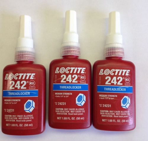 Loctite 242 Threadlocker Lot Of 3 1.69 Fl Oz 24231 Adhesive