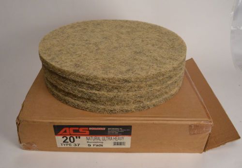 Case of 5 Floor Maintenance Pads 20&#034; Natural Ultra Heavy Burnishing Pads Type 37