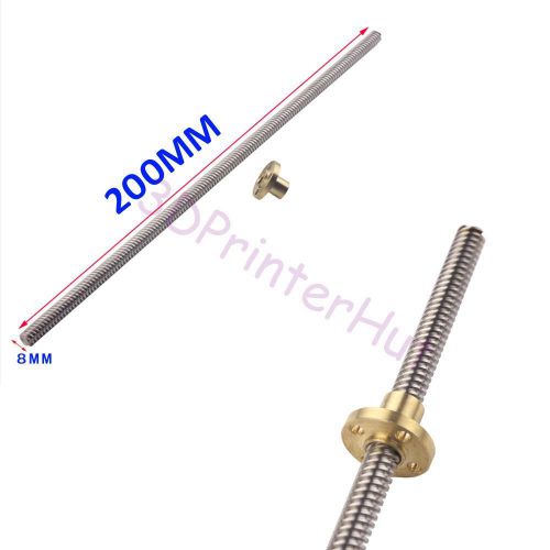 Od8mm 4-start l200-500mm t8 lead screw rod+ flange nut for cnc 3d printer z axis for sale