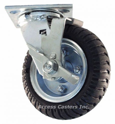 8ANPSB 8&#034; x 2&#034; Swivel Caster No Flat Pneumatic Wheel with Brake, 280 lb Capacity