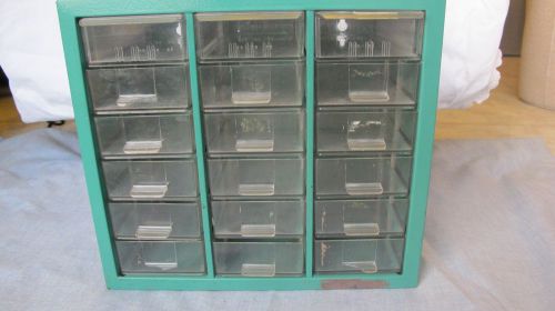 Vinage Green 18 Drawer Toosl Nuts Bolts Cabinet Tool Box Metal Wall Mount
