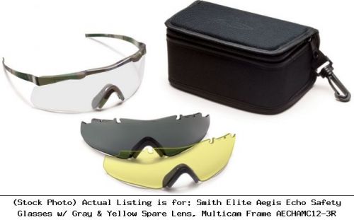 Smith elite aegis echo safety glasses w/ gray &amp; yellow spare lens: aechamc12-3r for sale