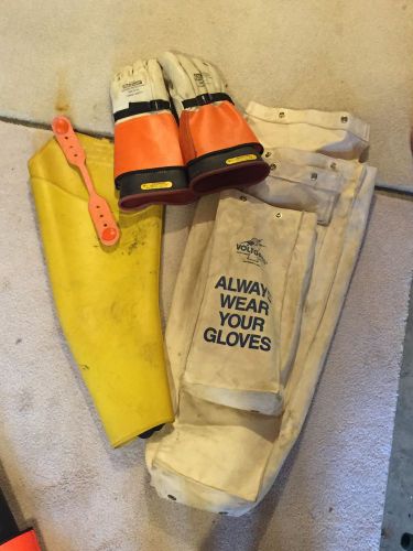 Salisbury voltgard rubber lineman gloves&amp;sleeves. class 2 17,000 volts. size 9.5 for sale