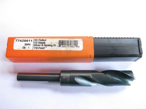 New 55/64&#034; hss silver &amp; deming drill bit 1/2 shank hertel usa for sale