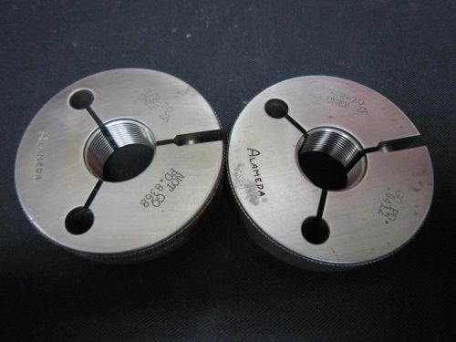 7/8&#034; 20 UNEF 2A THREAD RING GAGES GO NO GO .875 P.D.&#039;S = .8368 &amp; .8412 TOOLMAKER