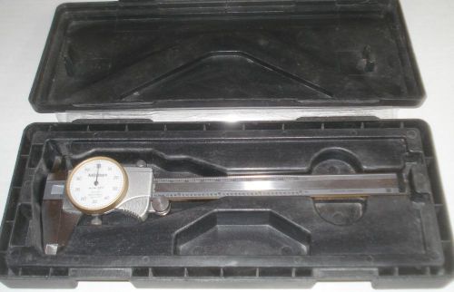 MITUTOYO 6 INCH DIAL CALIPER NO. 505-689 W/ FITTED PLASTIC CASE .001 GRADS