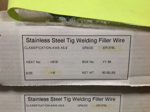 Stainless Steel ER316L 1/8&#034; x 36&#034; Tig Wire 50lb Box