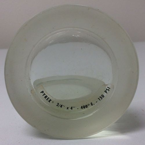 Pyrex industrial process pipe 4&#034; by 3/4&#034; sight window 3/4&#034; thick 400f 150 psi for sale