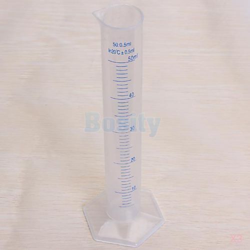 3x 50ml Transparent Plastic Graduated Cylinder Measuring in Small Volume 135°C