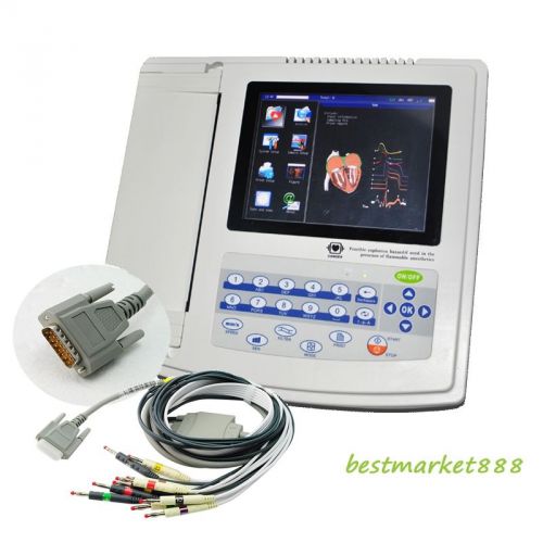 Ecg /ekg 8&#034; touch screen tft color digital 12-channel electrocardiograph 300case for sale