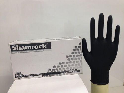 Shamrock  nitrile   black, powder free, medium, gloves for sale