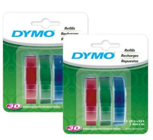 Dymo Embossng Label Refill  3/8&#034;x9.8&#039; (2 packs of 3 units)