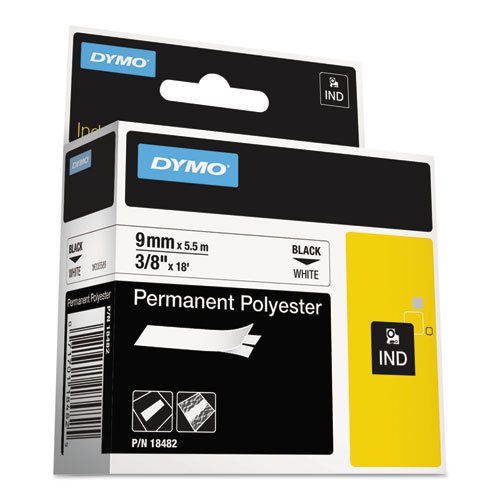 Dymo rhino permanent poly industrial label tape cassette 3/8in x 18ft, wh, 4 ea for sale