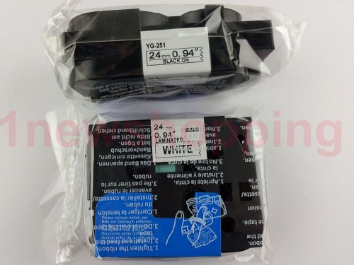 Black / White Label Tape Compatible for Brother TZ Tze 251 Tze-251 P-Touch 24mm