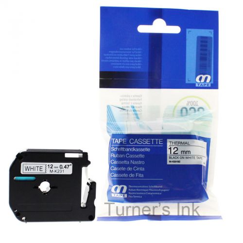 4 Ea Compatible Brother P-touch Label M-K231 MK231 Black/White Tape 26.2’ x 12mm