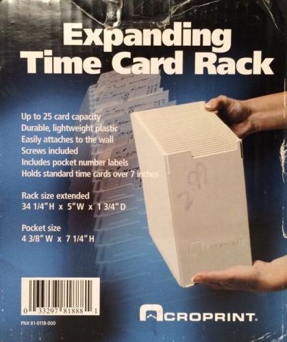 Acroprint 81-0118-000 Expanding Time Card Rack Pockets NEW