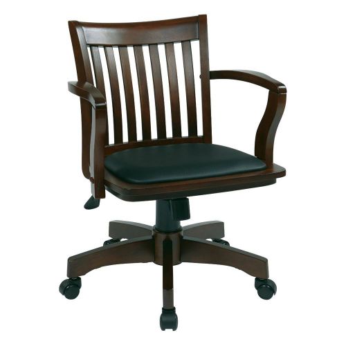 OSP Designs Deluxe Espresso Finish Wooden Office Chair w/ Vinyl Padded Seat