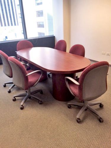 TAB-047 - Solid 8&#039; ft Mahogany Conference Table with Rounded legs