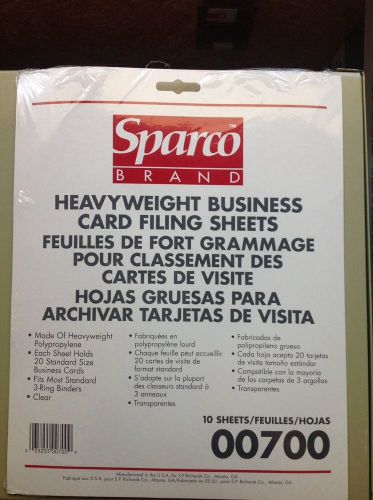 Sparco HEAVYWEIGHT  Business Card Sleeves-3-hole punched-10 Sleeves per pack!!