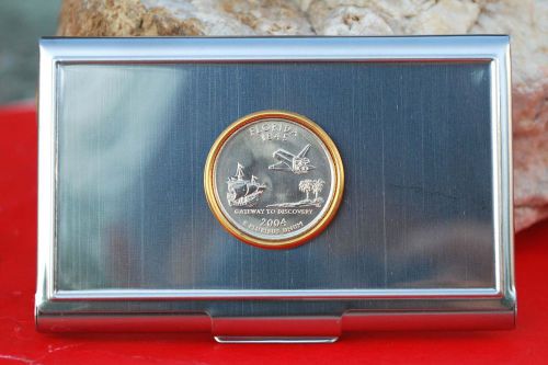 US 2004 Florida State Quarter Coin Business Card Holder NEW