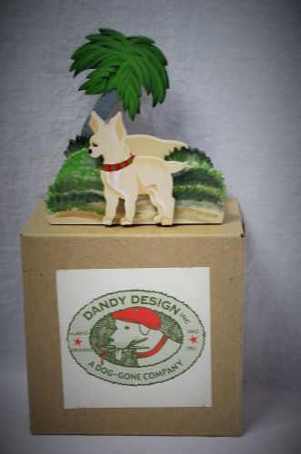 Wood Business Card Holder Pinscher Chihuahua Tan Brwn Dog by Dandy Design