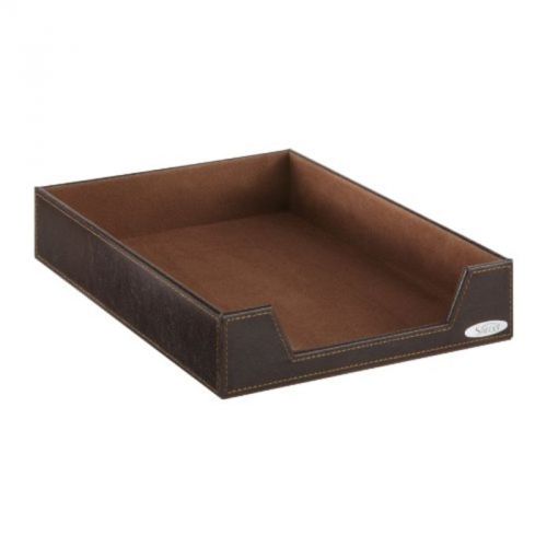 SAFCO Desk Tray, Single Tier, Leather Look, Letter, Chocolate SAF9391CE NEW