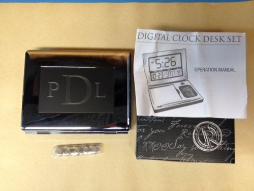 Digital Clock Desk Set, Things Remembered, 642183, Engraved with PLD, NIB
