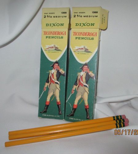 Vintage Ticonderoga Pencil Boxes with Revolutionary War soldier cover lot of 2