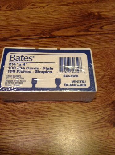 NEW Bates White Rotary File Cards 3&#034; x 5&#034; Sealed 100  File Cards Plain 2 1/4 X 4