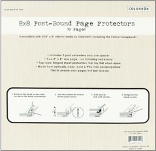 Top Loading 3-Hole Page Protectors 8&#034;X8&#034;-10/Pkg With 2 Post Extenders &amp; A Spacer