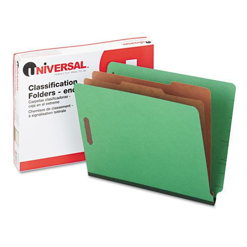 Pressboard end tab folders, letter, six-section, green, 10/box for sale