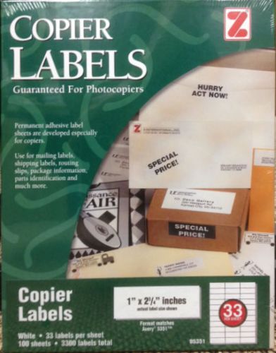 NEW COPIER LABELS: 1&#034;x 2-3/4&#034; 05351 PERMANENT ADHESIVE 50 SHEETS FREE SHIP