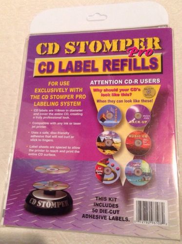 CD Stomper Pro CD Label Refills 50 die-cut Adhesive Labels NIP