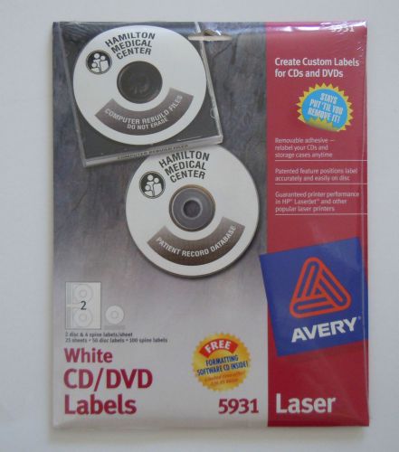 AVERY 5931 - WHITE CD/DVD LABELS - LASER