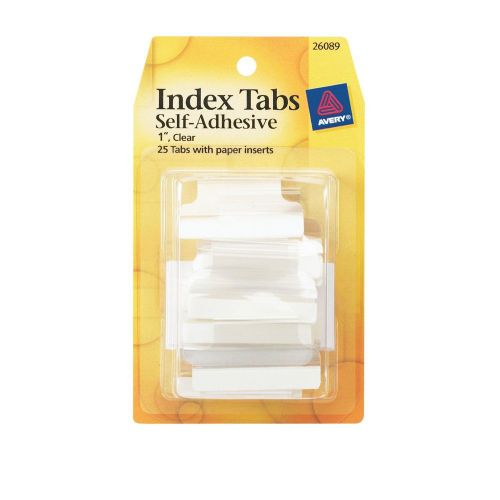 New Avery Index Tabs with Writable Inserts, 1 Inch, 25 Clear Tabs 26089