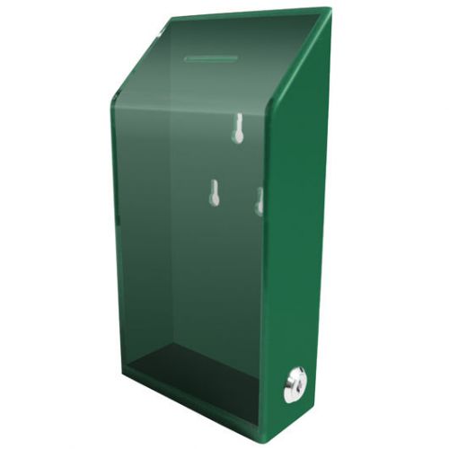Acrylic charity donation box with lock &amp; 2 keys. AC-01- Green