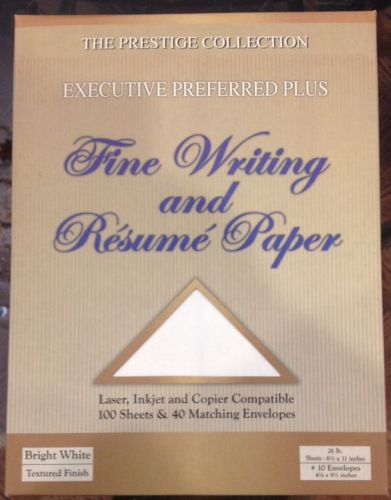 RESUME PAPER AND FINE WRITING - 100 SHEETS 26 LB AND 40 ENVELOPES - BRIGHT WHITE