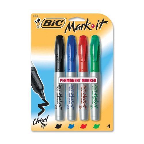 Bic Mark-it Permanent Marker - Fine Marker Point Type - Chisel (gpmmp41asst)