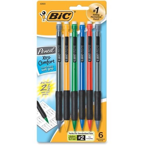 BIC Matic Clip/Grip Mechanical Pencil -#2 -0.7 mm -Assorted Barrel -6/Pk