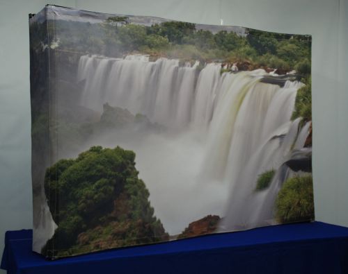Brand new 90&#034; w table-top tension fabric pop-up display for sale