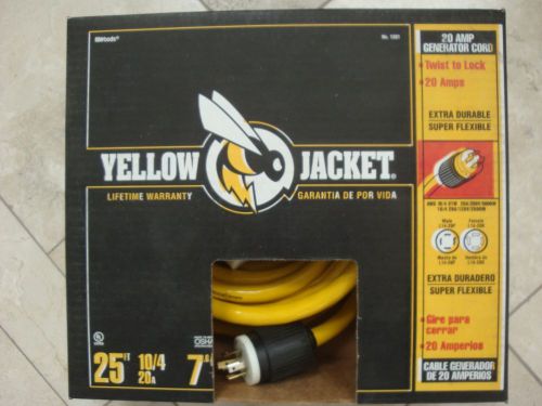 NIB Yellow Jacket #1381 10/4 Heavy-Duty 20-Amp/250-Volt Generator Power Cord 25&#039;