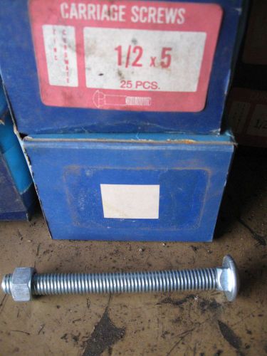 1/2X5 CARRIAGE BOLT Grade 2 with nuts Zinc chromate Qty 73 +