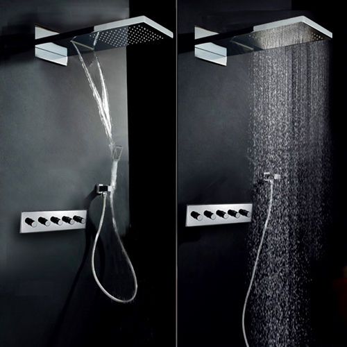 Luxury chrome shower system waterfall rain shower head handshower free shipping for sale