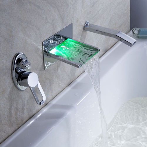 Yanksmart Bath Spout Mixer Tub Water Tap Square Sink Shower Faucet Wall Mount